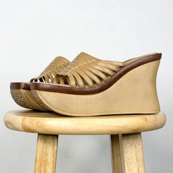 VINTAGE 90s Y2K Platform Chucky Wedge Sandals Shoes Size 8 - Picture 1 of 13